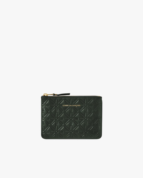 SA810E EMBOSSED ZIP POUCH / BOTTLE GREEN