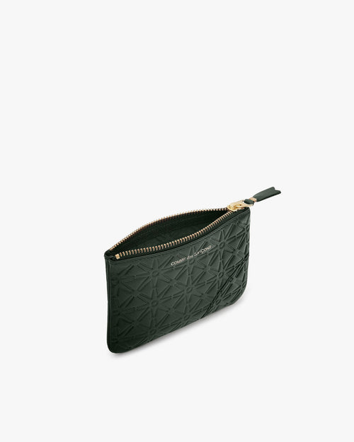 SA810E EMBOSSED ZIP POUCH / BOTTLE GREEN