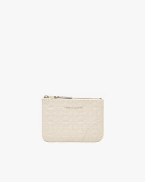 SA810E  EMBOSSED ZIP POUCH / OFF WHITE