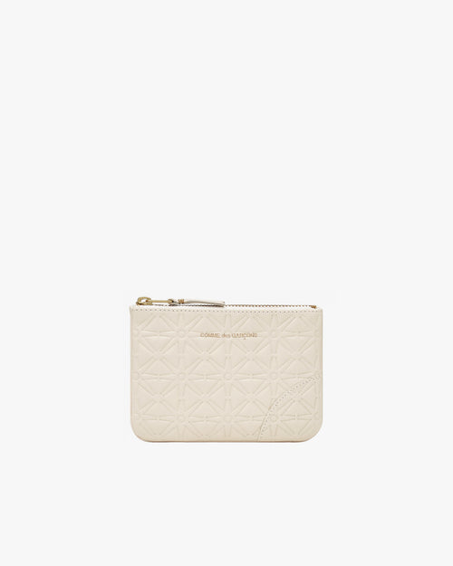 SA810E  EMBOSSED ZIP POUCH / OFF WHITE