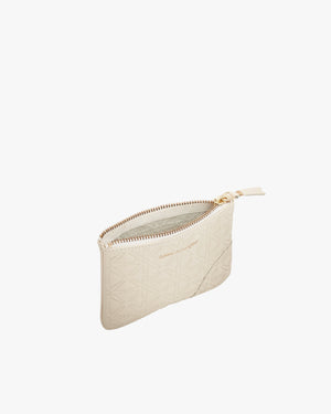 SA810E  EMBOSSED ZIP POUCH / OFF WHITE