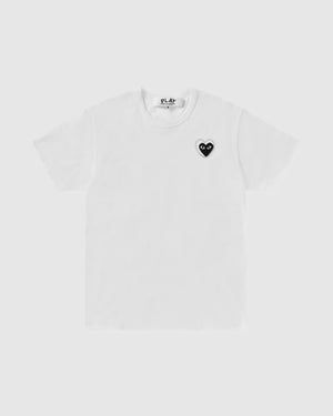 T802 UNISEX METALSTONE BLACK HEART T-SHIRT / WHITE