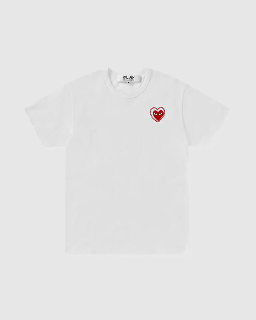 T802 UNISEX METALSTONE RED HEART T-SHIRT / WHITE