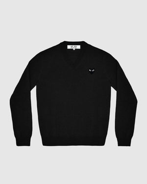 N018 BLACK HEART V-NECK SWEATER / BLACK