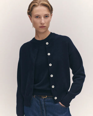 ADA CREWNECK CARDIGAN/ NAVY