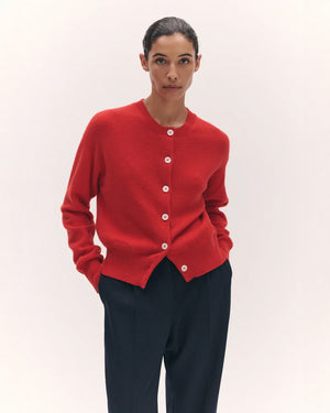 ADA CREWNECK CARDIGAN / POPPY RED