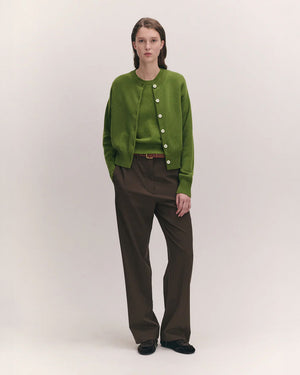 ADA CREWNECK CARDIGAN / PICKLE GREEN