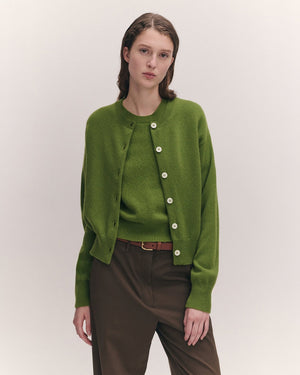 ADA CREWNECK CARDIGAN / PICKLE GREEN