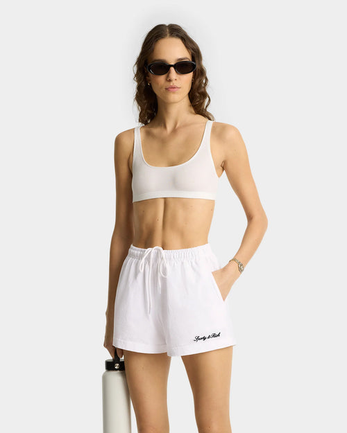 SYRACUSE EMBROIDERED DISCO SHORT / WHITE