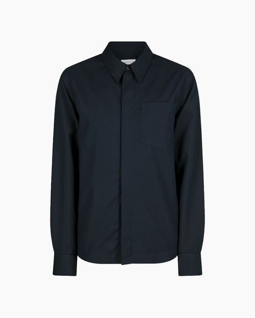 COTTON ZIP SHIRT / NAVY