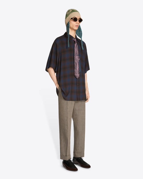CUFFED WOOL PANTS / CEMENT