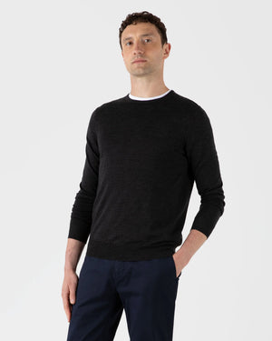 EXTRA FINE MERINO CREW NECK / CHARCOAL MELANGE