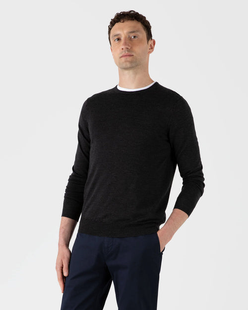 EXTRA FINE MERINO CREW NECK / CHARCOAL MELANGE