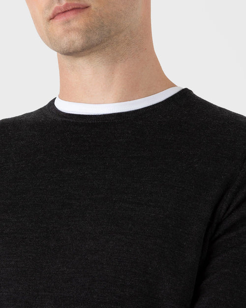 EXTRA FINE MERINO CREW NECK / CHARCOAL MELANGE