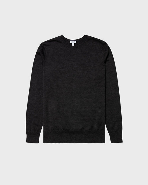 EXTRA FINE MERINO CREW NECK / CHARCOAL MELANGE