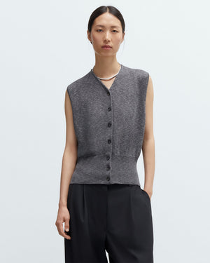 FLECKED COTTON WAISTCOAT / GREY