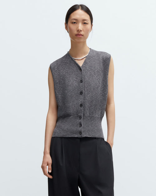 FLECKED COTTON WAISTCOAT / GREY