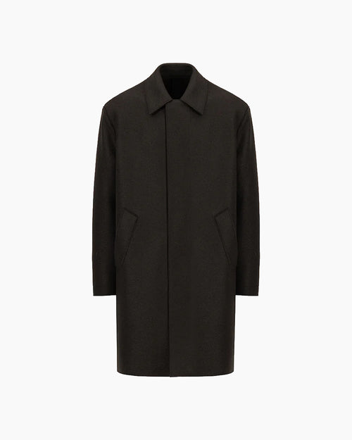 FLY FRONT COAT PRESSED WOOL / DARK BROWN
