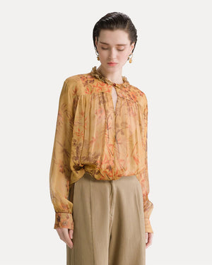 LE BAMBOU SECRET PRINT CREPONNE BOHEMIAN SHIRT / HELIODORE