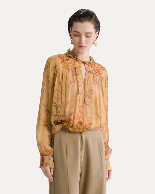 LE BAMBOU SECRET PRINT CREPONNE BOHEMIAN SHIRT / HELIODORE