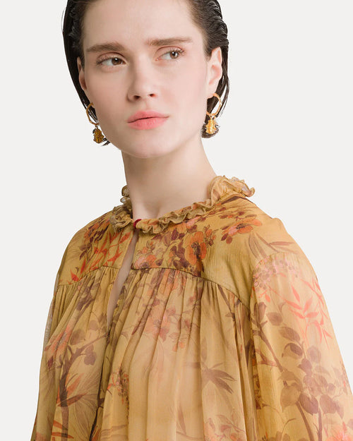 LE BAMBOU SECRET PRINT CREPONNE BOHEMIAN SHIRT / HELIODORE