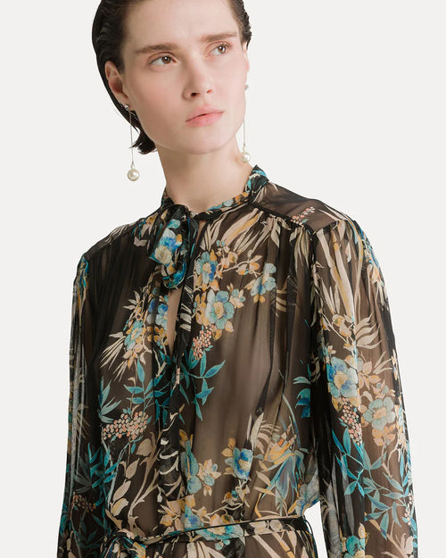 LE BAMBOU SECRET PRINT CREPONNE MIDI DRESS / OSSIDIANA