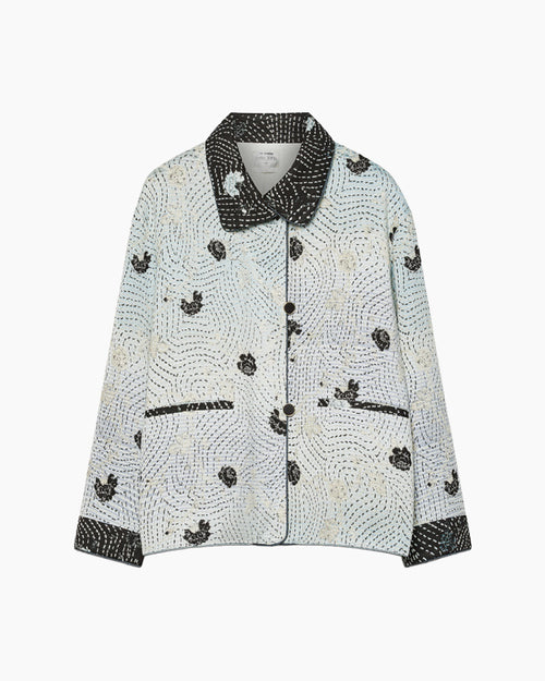 CHERRY BLOSSOM PADDED JACQUARD SHORT COAT / OPALE