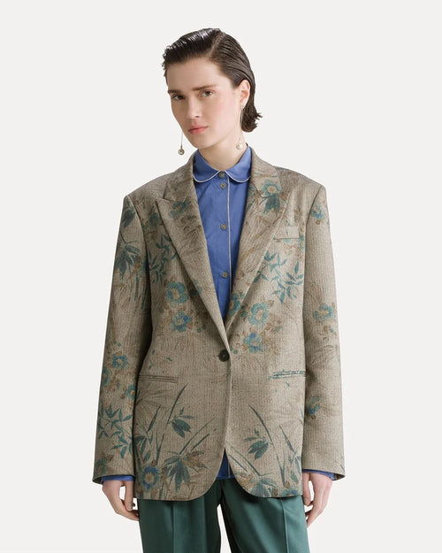 LE BAMBOU SECRET PRINT CHEVRON BLAZER / JADE