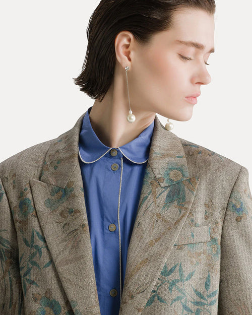 LE BAMBOU SECRET PRINT CHEVRON BLAZER / JADE