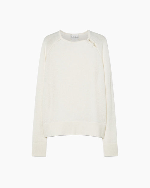 WOOL CASHMERE GAUZE TANG SWEATER / PURE
