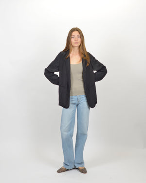 CONTEMPORARY SATIN OVERSIZED JACKET / NOIR