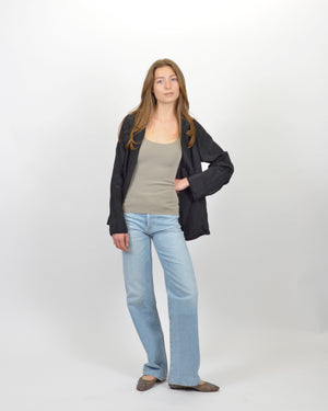 CONTEMPORARY SATIN OVERSIZED JACKET / NOIR