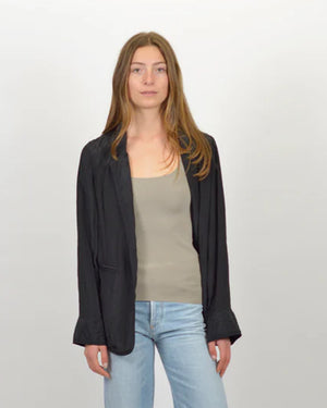 CONTEMPORARY SATIN OVERSIZED JACKET / NOIR
