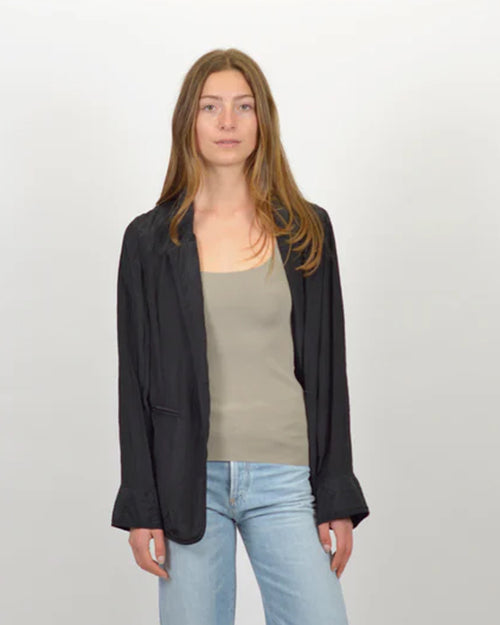 CONTEMPORARY SATIN OVERSIZED BLAZER / NOIR