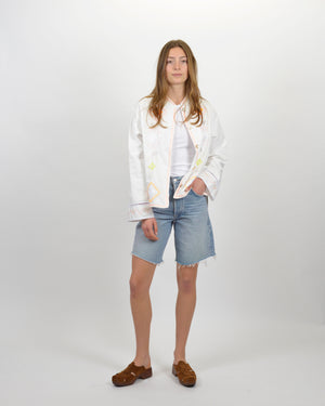 ONIRIC BLOSSOM EMBROIDERY POPLIN JACKET SHIRT / BIANCO
