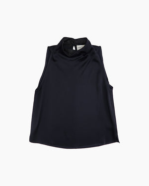 ENVERS SATIN TURTLENECK SLEEVELESS TOP / NOTTE