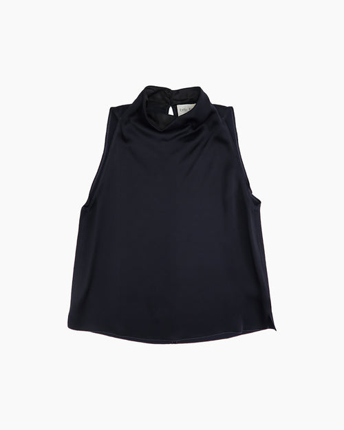 ENVERS SATIN TURTLENECK SLEEVELESS TOP / NOTTE