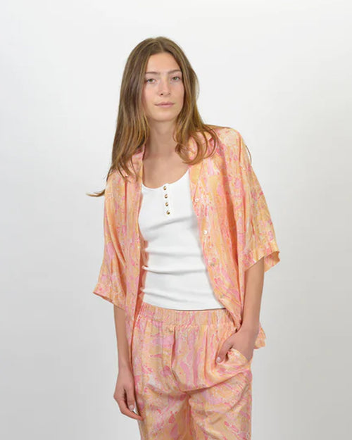 MARBLING SHORT SLEEVE SHIRT / ROSEO