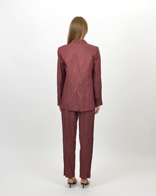 CONTEMPORARY CRINKLED COTTON ELASTICATED PANTS / CACAO