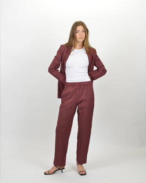 CONTEMPORARY CRINKLED COTTON ELASTICATED PANTS / CACAO