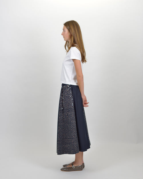 PETITE ETOILES EMBROIDERY MIDI SKIRT / NOTTE