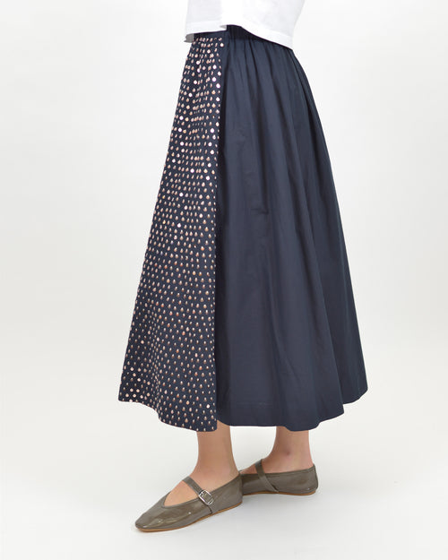 PETITE ETOILES EMBROIDERY MIDI SKIRT / NOTTE
