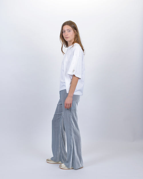 VELVET FLARE PANTS / SILVER
