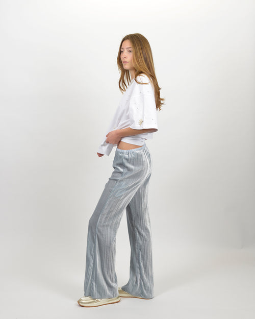 VELVET FLARE PANTS / SILVER