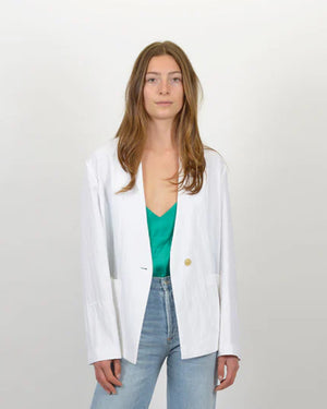 VISCOSE COTTON TWILL DOUBLE BREASTED JACKET / TERRA