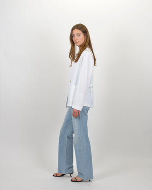 VISCOSE COTTON TWILL DOUBLE BREASTED JACKET / TERRA