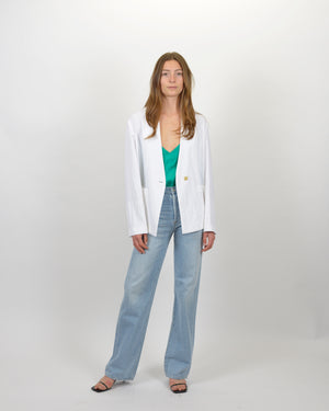 VISCOSE COTTON TWILL DOUBLE BREASTED JACKET / TERRA