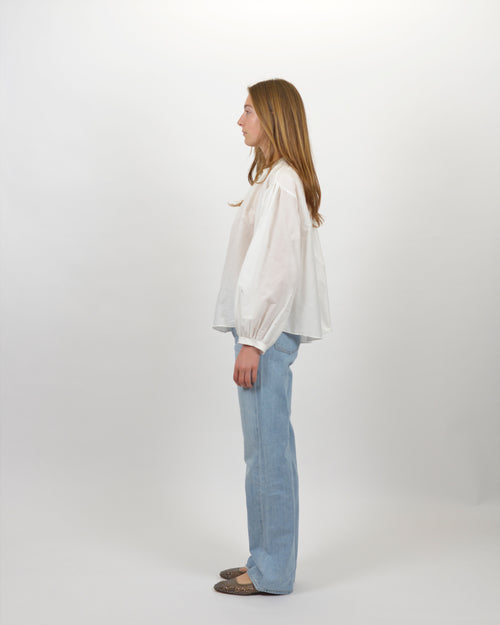 CAROUSEL DES SYLPHES EMBROIDERY VOILE SHIRT / BIANCO