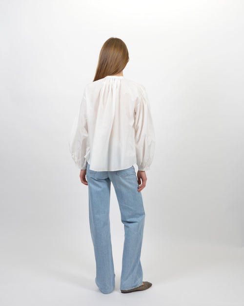 CAROUSEL DES SYLPHES EMBROIDERY VOILE SHIRT / BIANCO