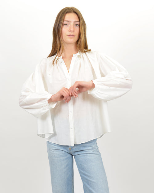 CAROUSEL DES SYLPHES EMBROIDERY VOILE SHIRT / BIANCO